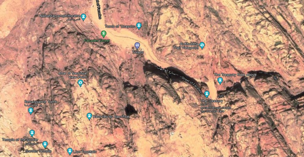 petra de sus obiective turistice iordania drum spre locul sacrificiului hartă